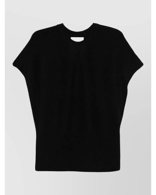 Lisa Yang Black Annelie Crew Neck Sweater Short Sleeves