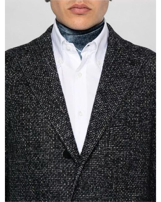 Tagliatore Black Single-Breasted Coat for men