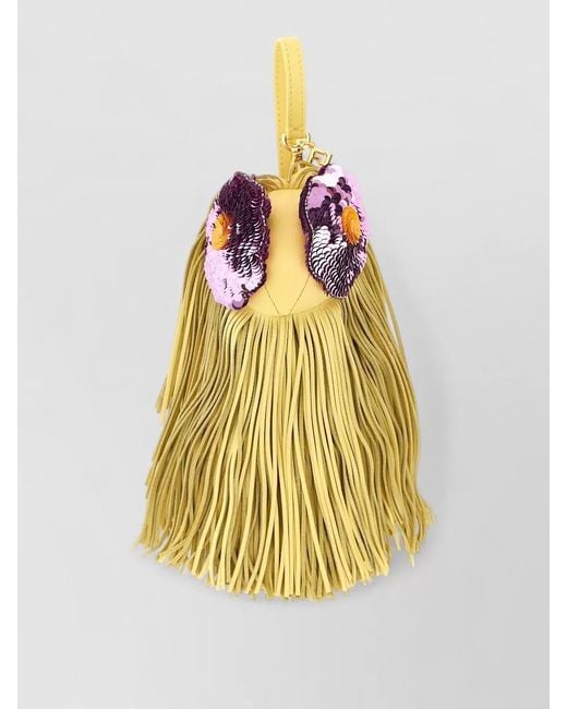 Fendi Metallic Floral Fringe Sequin Bucket Bag Charm