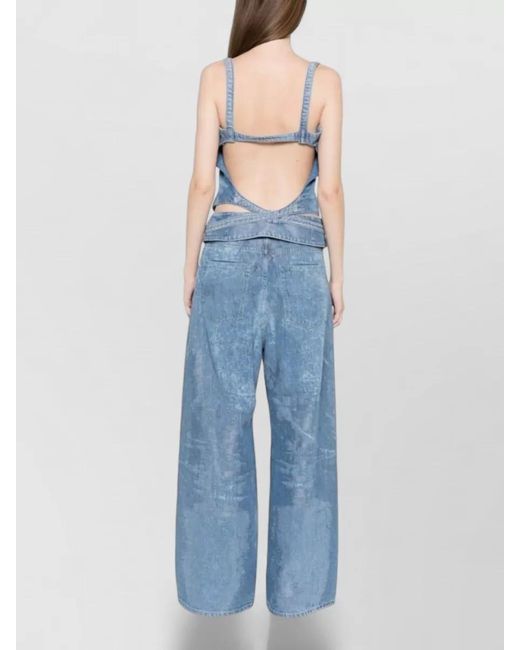 DIESEL Blue Denim Square-Neck Open-Back Tank Top