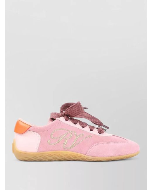 Roger Vivier Pink Suede Leather Low-Top Sneakers