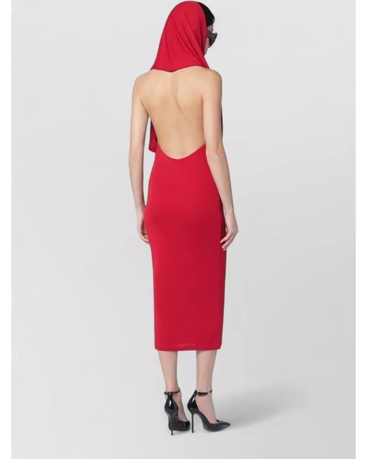 ANDAMANE Red Hooded Midi Dress