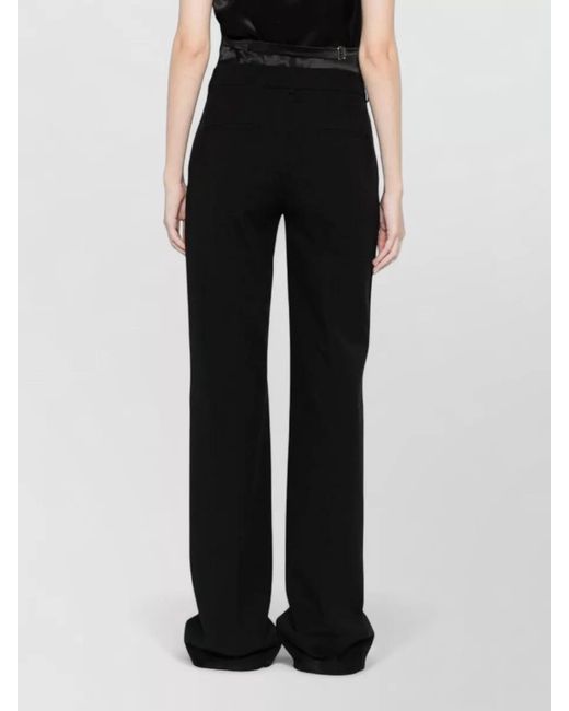 Via Masini 80 Black Cotton Trousers Wide Leg Belt Loops