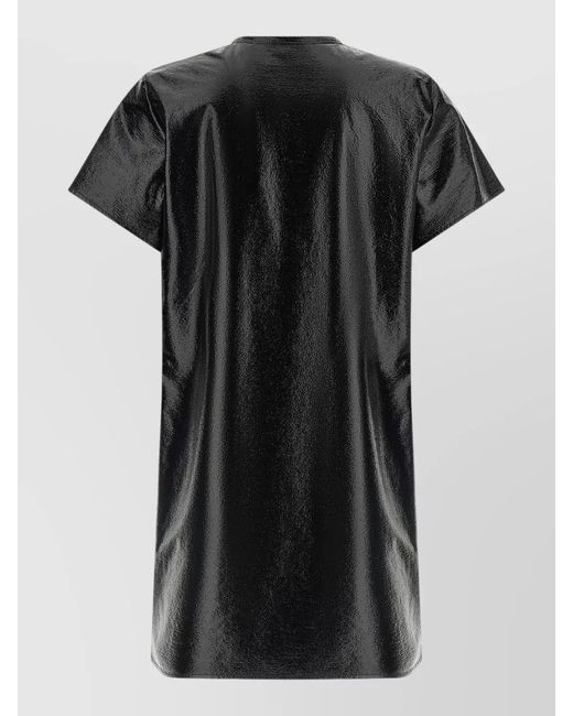 Courreges Black Vinyl Crew Neck Short Sleeve Top