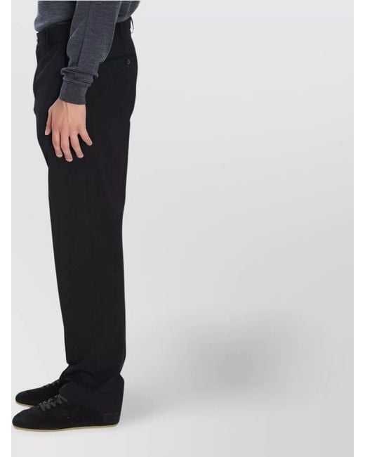 PT Torino Black Wool Mid-Rise Straight-Leg Slim-Fit Trousers for men