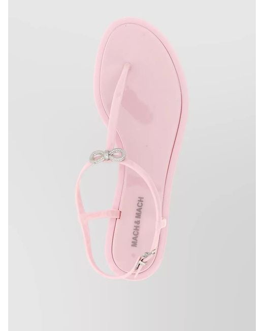 Mach & Mach Pink Bow Strap Flat Sandals Open Toe
