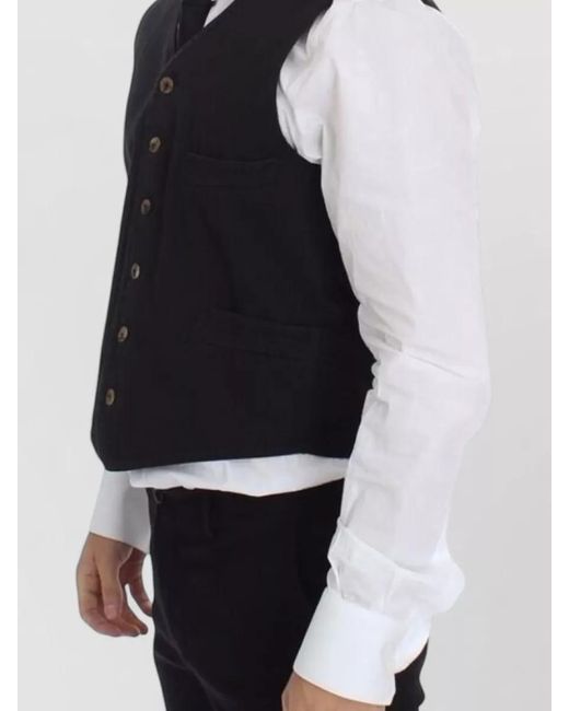 Dolce & Gabbana Blue V-Neck Sleeveless Waistcoat for men