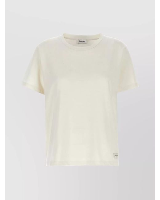 Saint Laurent White T-Shirt With Logo Patch