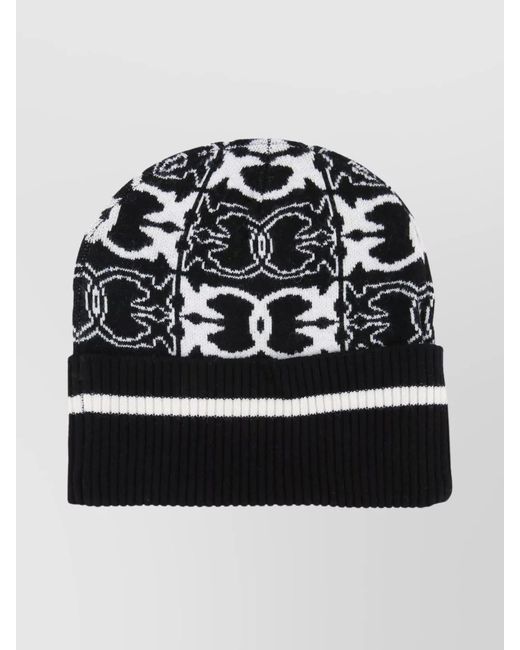 Pinko Black Cashmere Blend Ribbed Beanie
