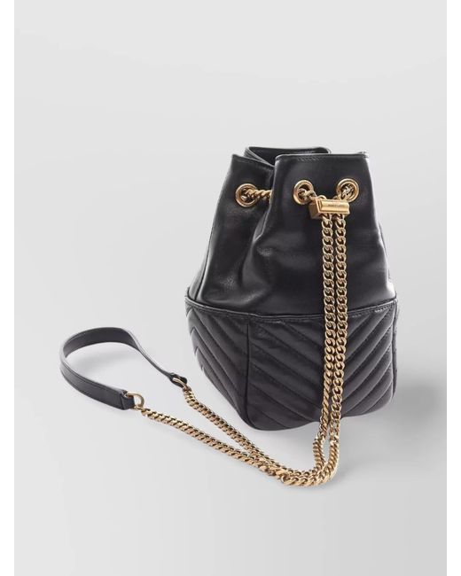 Saint Laurent Black Joe Mini Leather Bucket Bag