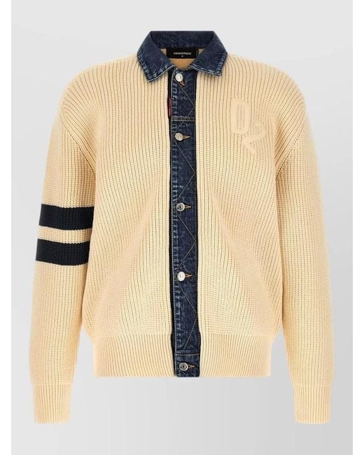 DSquared² Blue Denim Mix D2 Knit Cardigan for men