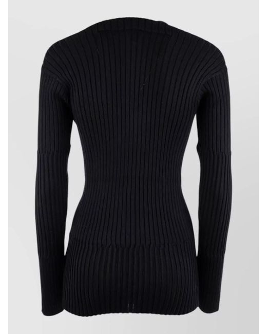 Bottega Veneta Black Knitwear Long Sleeves V Neck Metal Accents