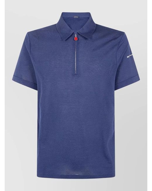Kiton Blue Short Sleeve Shirt Polo Collar for men