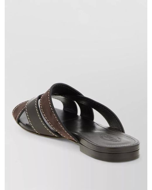 Tod's Black Leather Flat Sandals