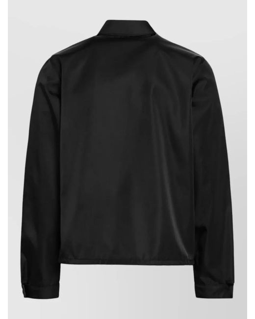 Prada Black Long Sleeve Jacket Point Collar Pockets for men