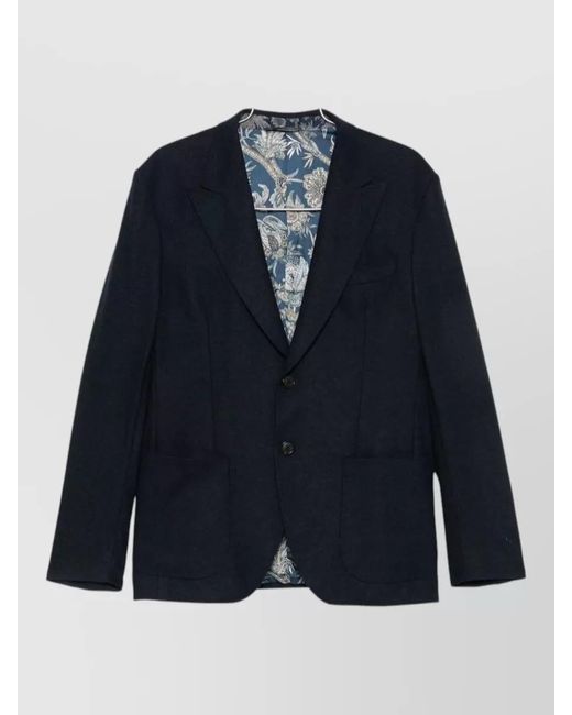 Etro Blue Tailored Blazer Jacket Notch Lapels Pockets Vent for men