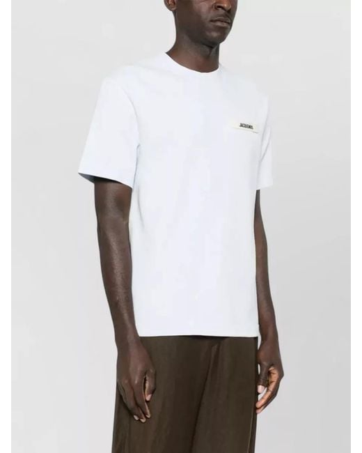 Jacquemus White Gros Grain Crew Neck Short Sleeves Shirt for men