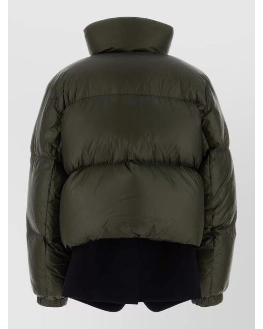 Sacai Gray Nylon Down Jacket High Collar Puffer for men