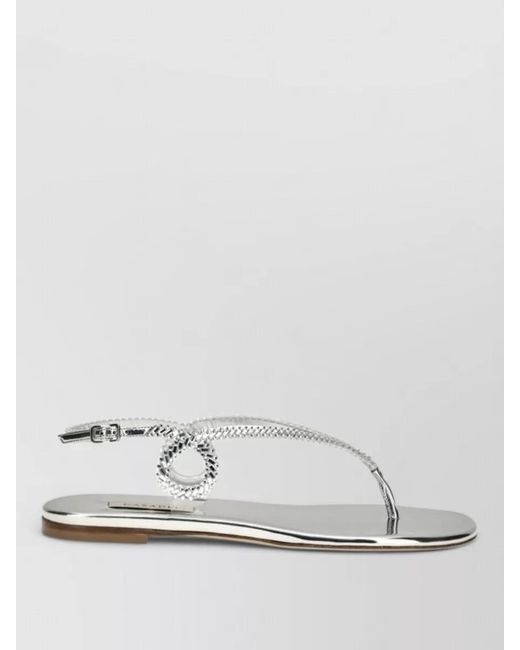 Casadei White Leather Flat Sandals