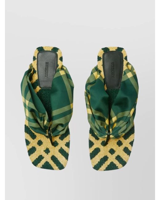 Burberry Green Check Thong Sandals