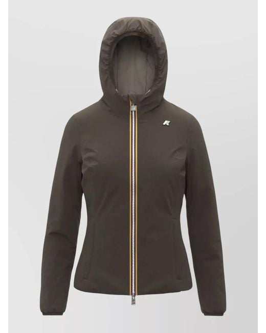 K-Way Gray Lily St Hooded Jacket Elastic Cuffs