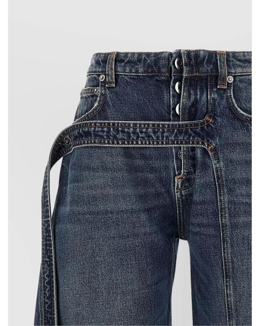 Jean Paul Gaultier Blue Denim Low-Rise Wide-Leg Trousers