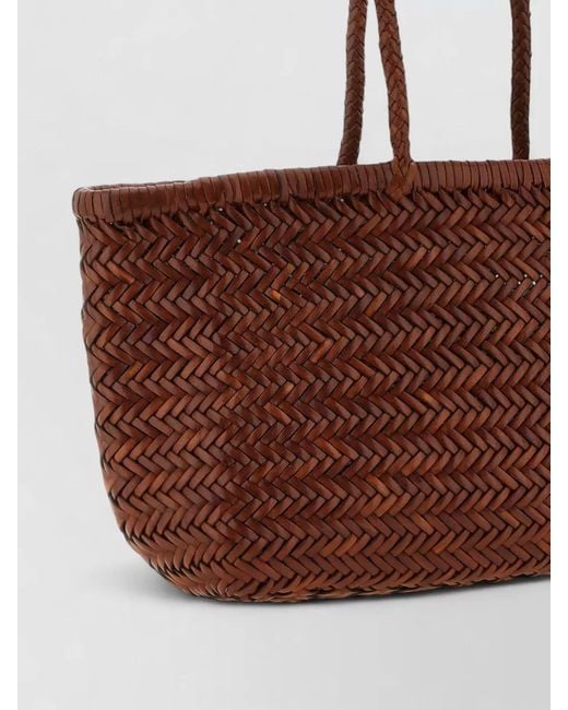 Dragon Diffusion Brown Bamboo Triple Jump Big Leather Beach Bag