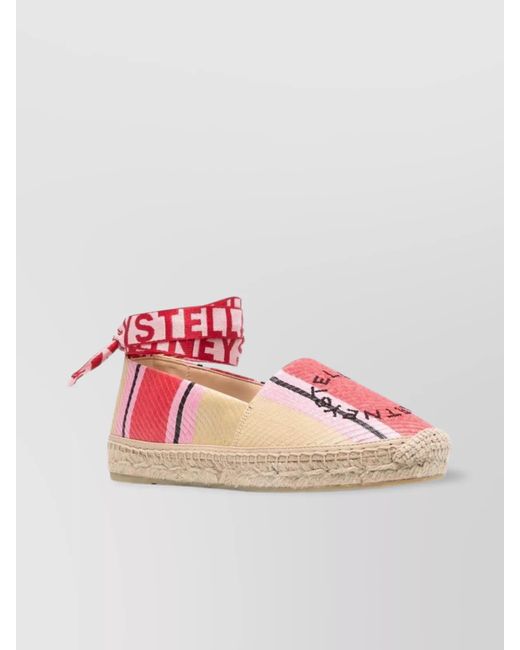 Stella McCartney Pink Leather Striped Espadrilles
