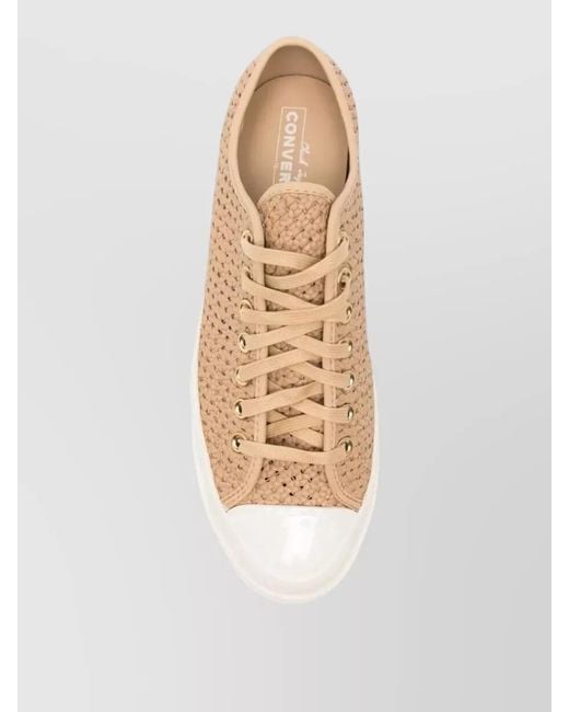 Converse Natural Lace Up Low Top Woven Sole Sneakers
