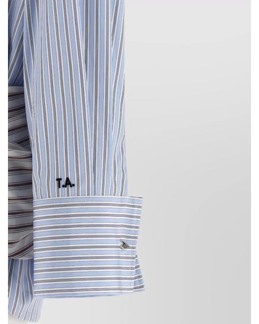 The Attico Blue Mini Dress Long Sleeves Striped Waist Tie