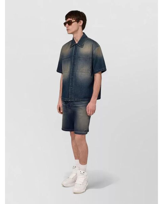 Amiri Blue Denim Shorts Drawstring Waist Five Pockets for men