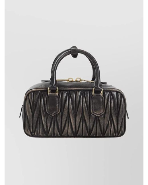 Miu Miu Black Arcadie Lamb Leather Shoulder Bag