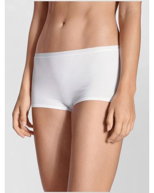 Calida White Seamless Mid Rise Underwear Elastic Waistband