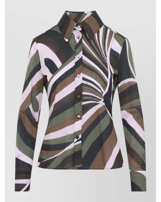 Emilio Pucci Gray Printed Long-Sleeve Shirt