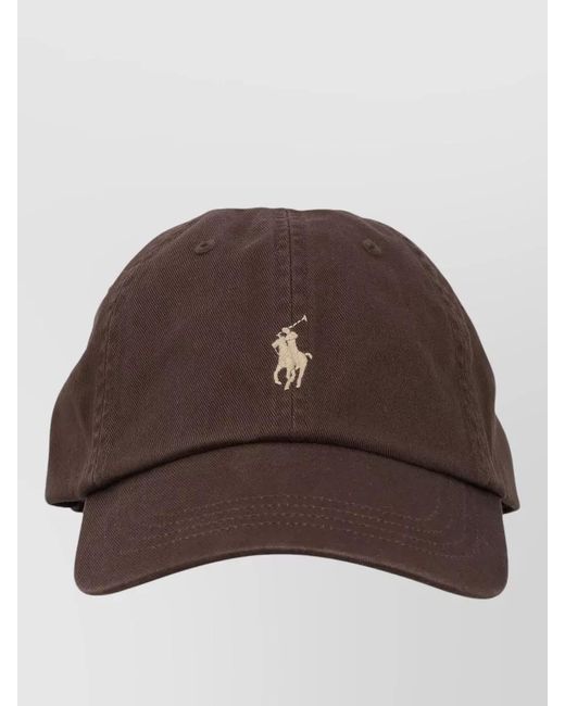Polo Ralph Lauren Brown Cotton Baseball Cap Curved Brim Design for men