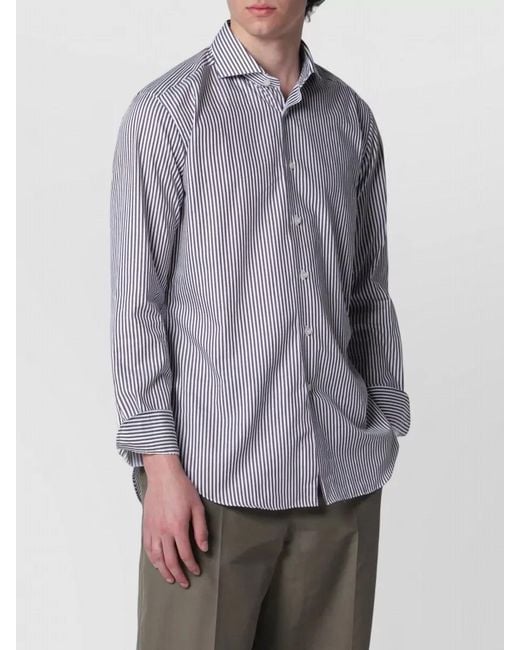 Xacus Gray Shirt Button Down Collar Stripes for men