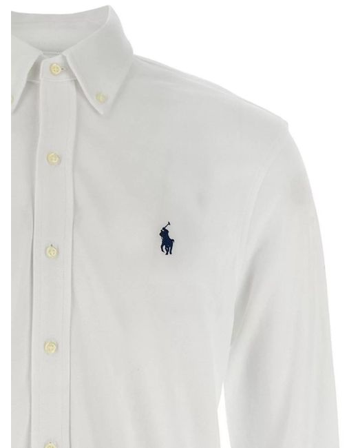 Polo Ralph Lauren White Cotton Crewneck Long-Sleeve Shirt for men