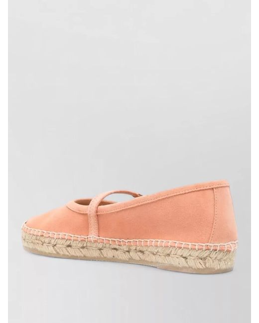 Woolrich Pink Suede Leather Ballet Espadrilles Round Toe