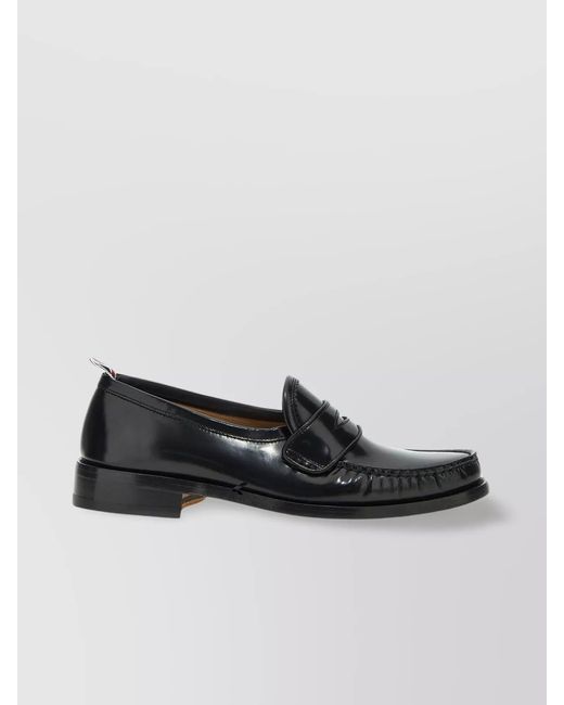 Thom Browne Black Calf Leather Penny-Slot Loafers for men