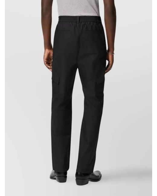 Versace Black Cotton Mid-Rise Straight-Leg Embroidered Trousers for men