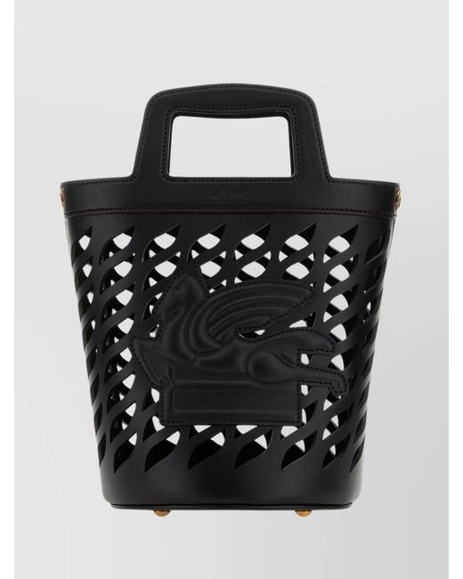 Etro Black Leather Bucket Bag