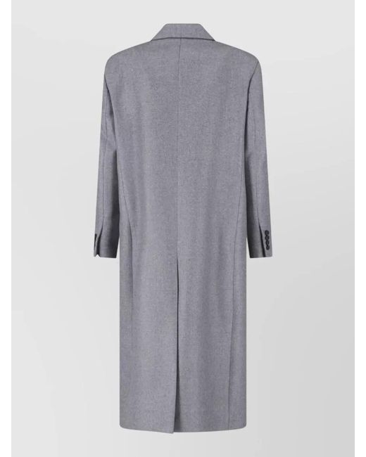 Lardini Gray Tailored Coat Double Breasted Flower Pin