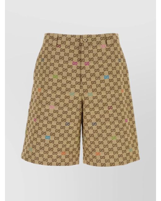 Gucci Natural Gg Fabric Bermuda Shorts for men