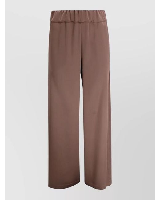 D.exterior Brown Satin Wide Leg Trousers Elasticated Waist