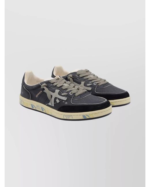 Premiata Gray Casual Sneakers With Contrast Sole And Perforated Detailing for men