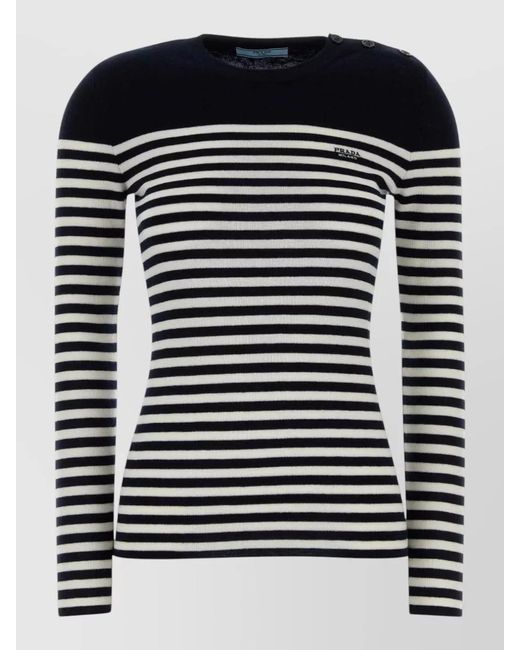 Prada Black Embroidered Wool Jumper