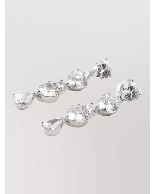 Self-Portrait White Heart Drop Multi Stone Earrings
