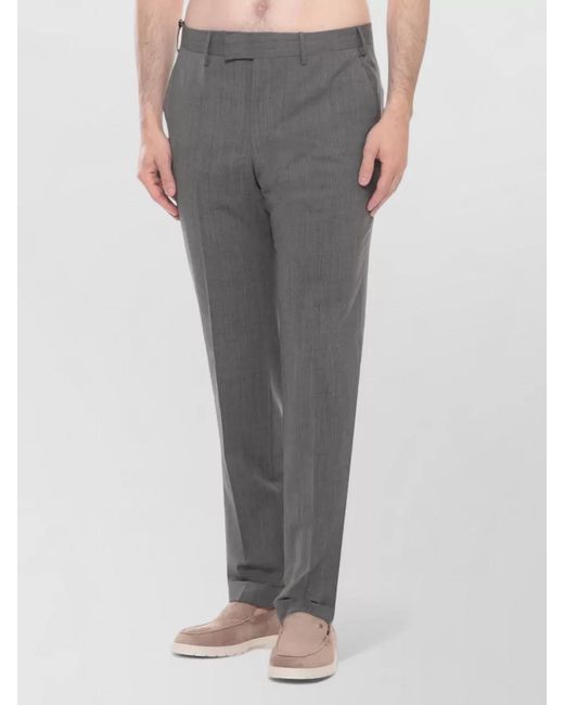 PT Torino Gray Straight-Leg Tailored Trousers for men