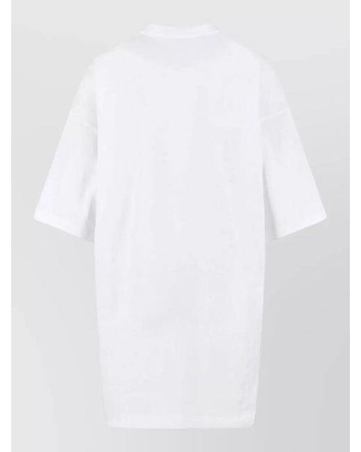 Moschino White Crew Neck Graphic Print Knee Length Top