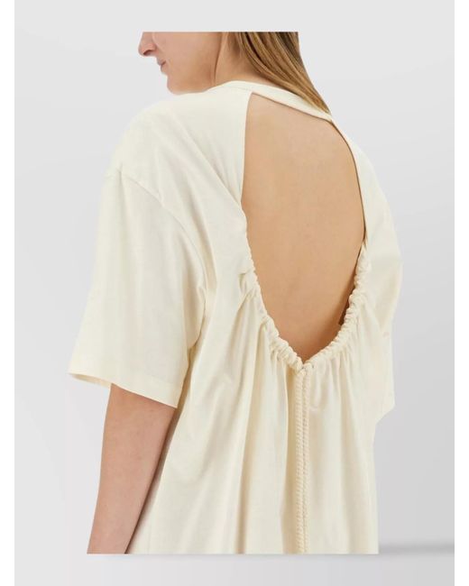 MSGM Natural Cotton Logo-Print Mini Dress
